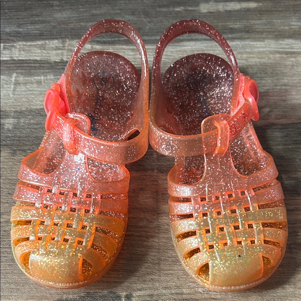 Cat & Jack Glitter Orange Jelly Sandals